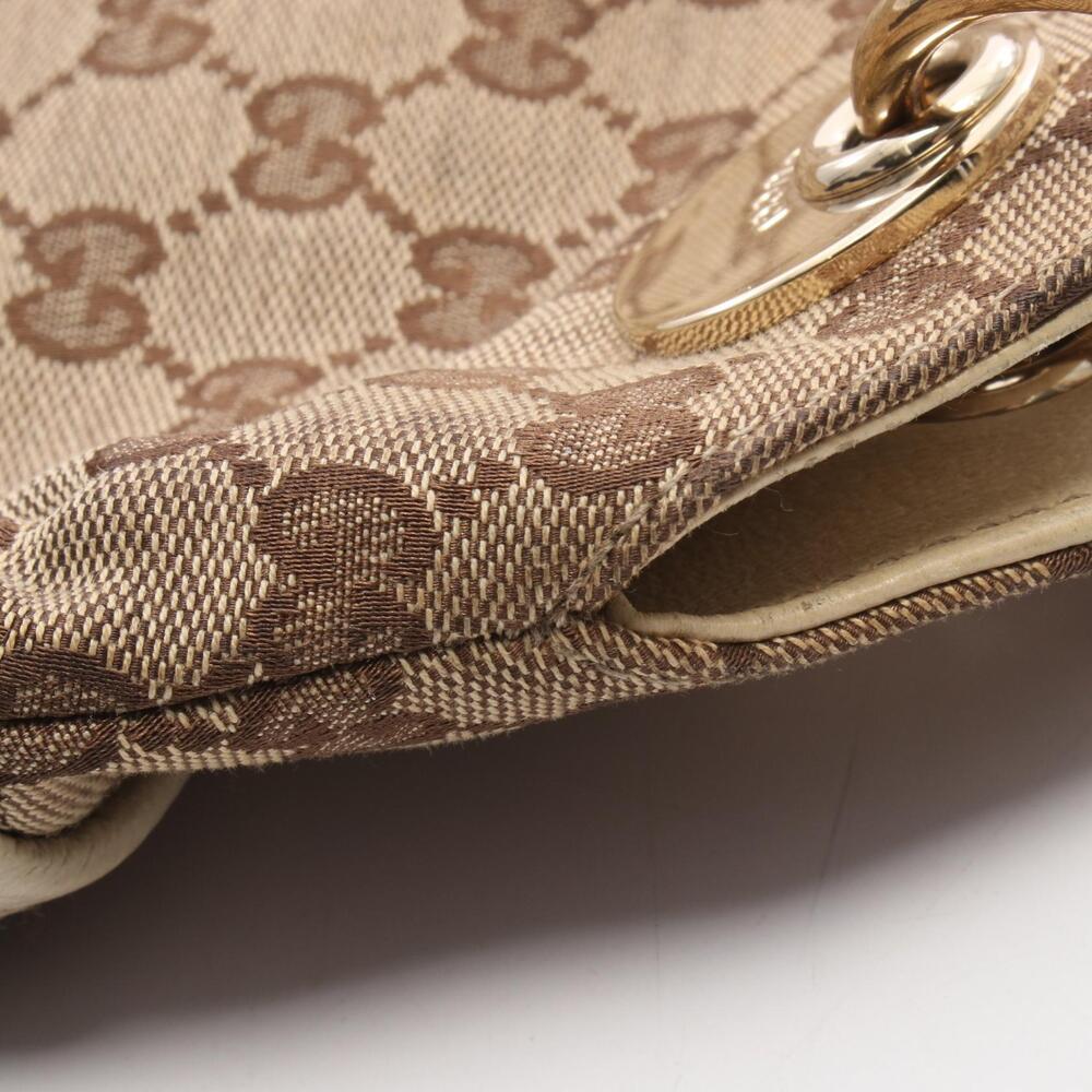 Gucci Ivory White GG Beige Leather Canvas Shoulder Bag White Tan - Picture 7 of 8